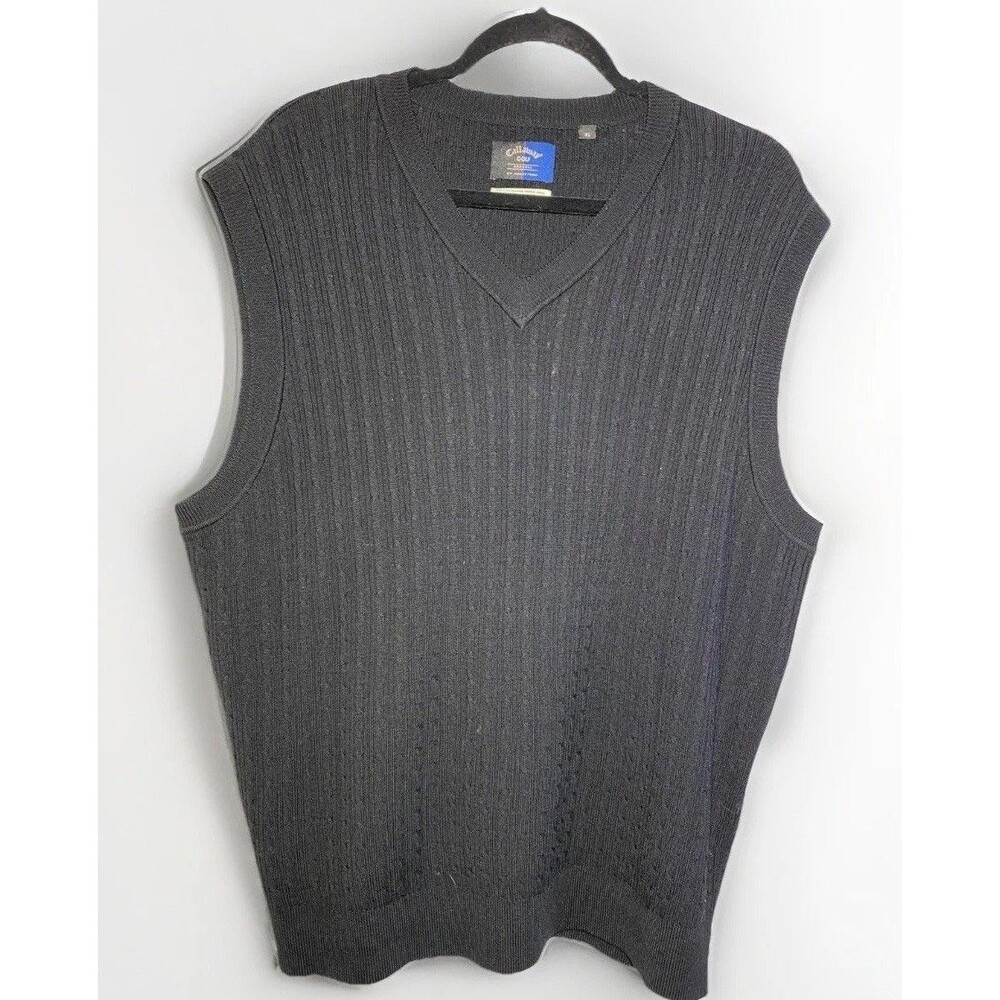 Callaway Golf Nordstrom Sweater Vest Men's XL Black Extra-Fine Merino Wool